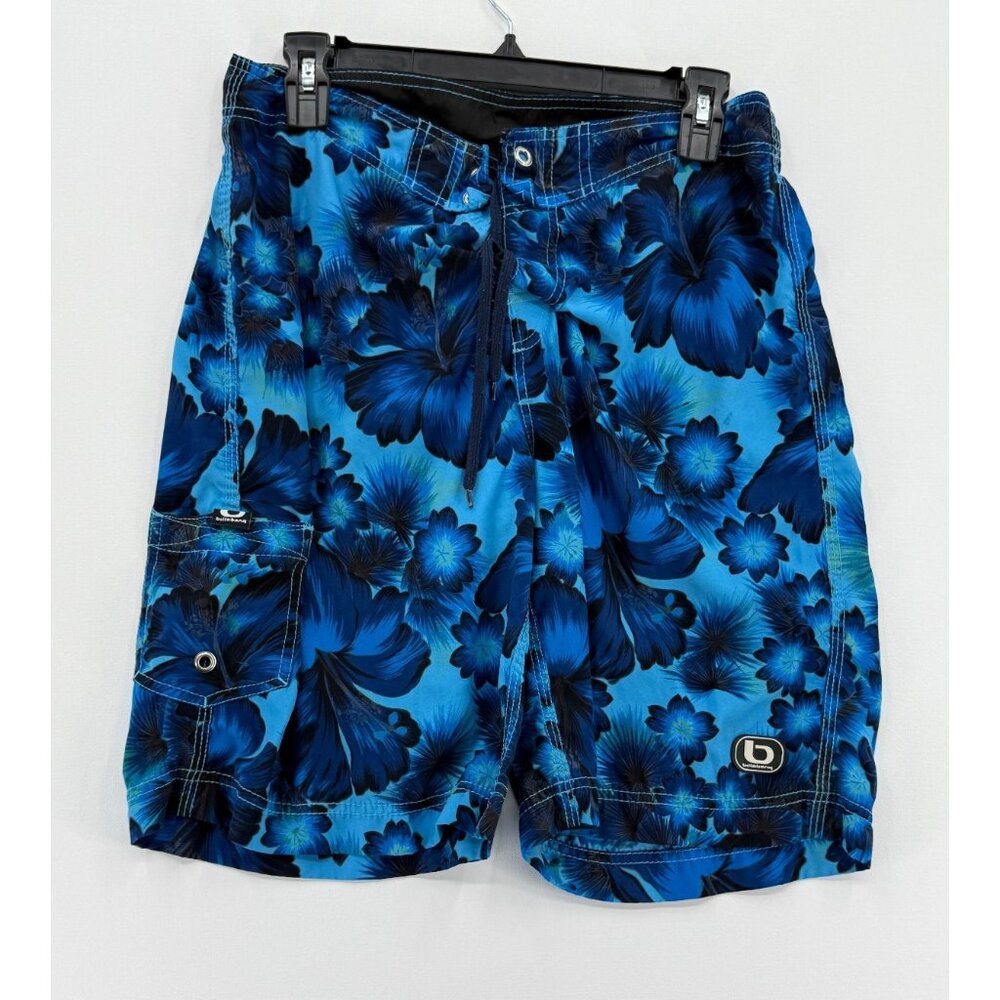 Vtg Billabong Board Shorts Mens 32 10" Cargo Style Swim Trunks Floral AOP Y2K